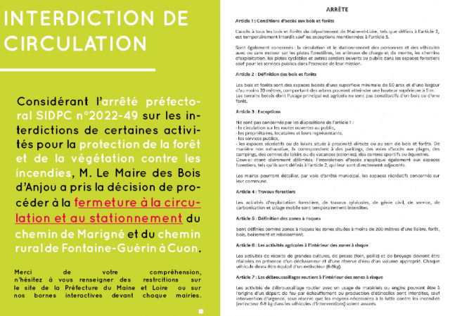 INTERDICTION DE CIRCULATION